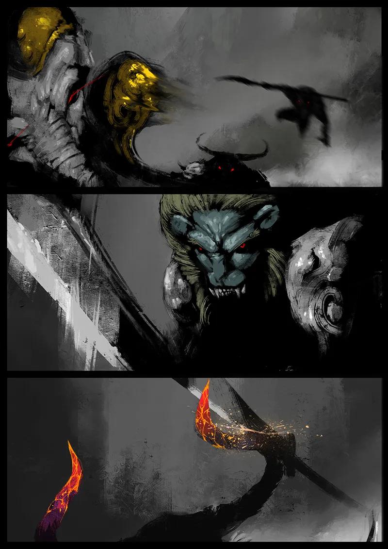驱魔录孙悟空最强形态漫画,47 狮驼岭·父子兵5图