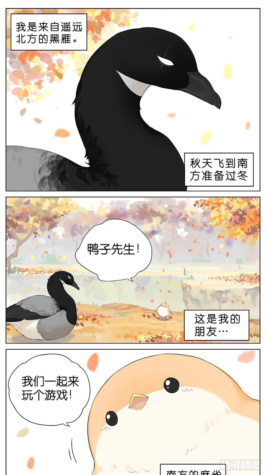 南方的鸟和北方的鸟壁纸漫画,秋天的鸟。1图