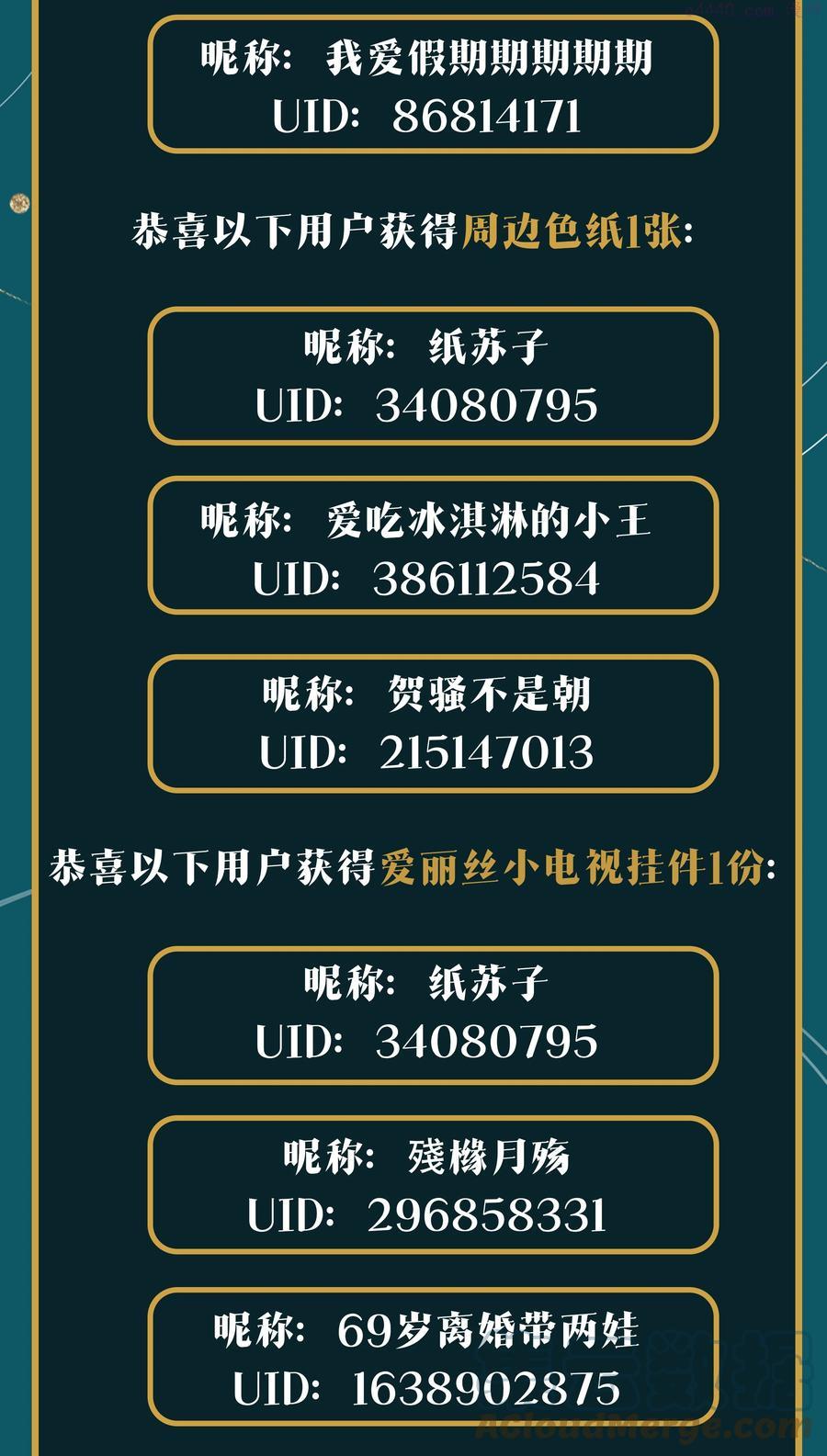 你的将军漫画,公告 上线付费活动获奖名单2图