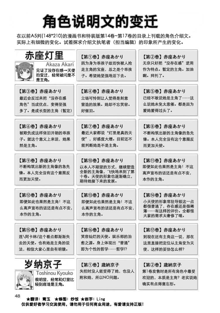 摇曳百合海报漫画,角色说明文变迁 011图