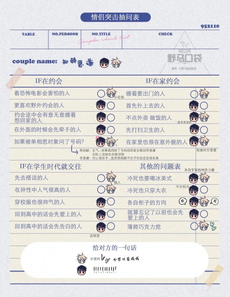 恋爱禁区双男主漫画漫画,调查表&取向表1图