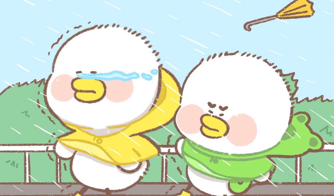 逗酱萌鸭动画道歉漫画,第32话 下雨篇1图